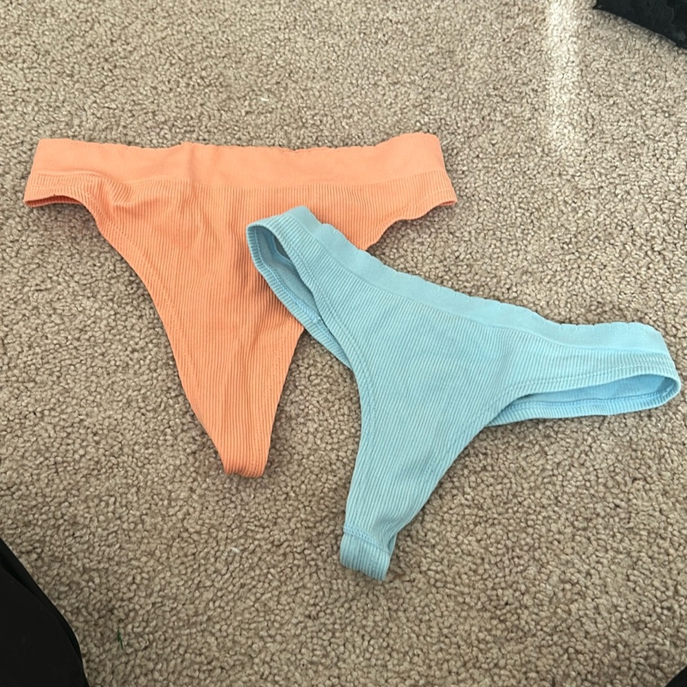Out from under thongs Salmon and Lt Blue M